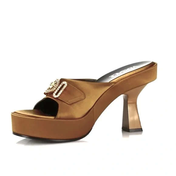 Versace Biggie Metallic Leather Mules Size 36 VGUC - Picture 2 of 10